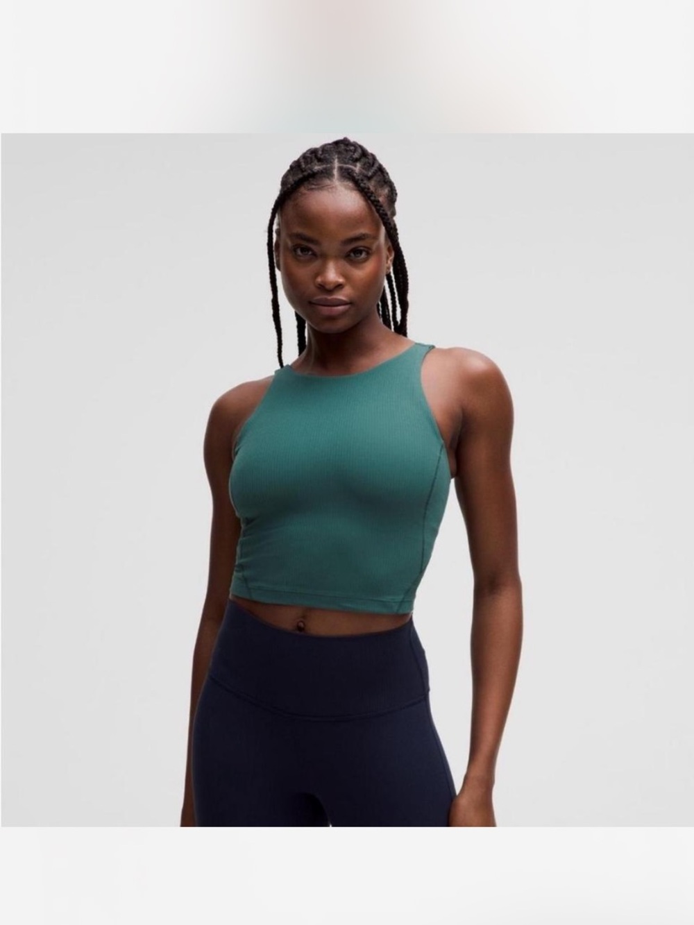 lululemon athletica Ribbed Cropped Tank Top in Teal Green